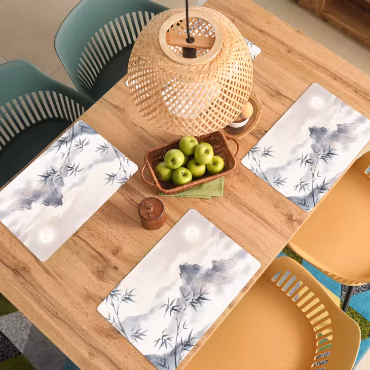 Bamboe - Azië - Grijs Placemat vinyl groot -zzsfeer5_Kitchenyeah-website