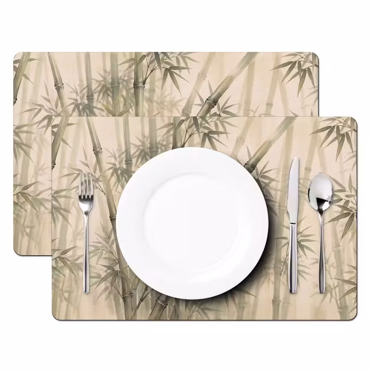 Bamboe - Bladeren - Aziatisch - Groen - Natuur Placemat vinyl groot -zzsfeer2_Kitchenyeah-website