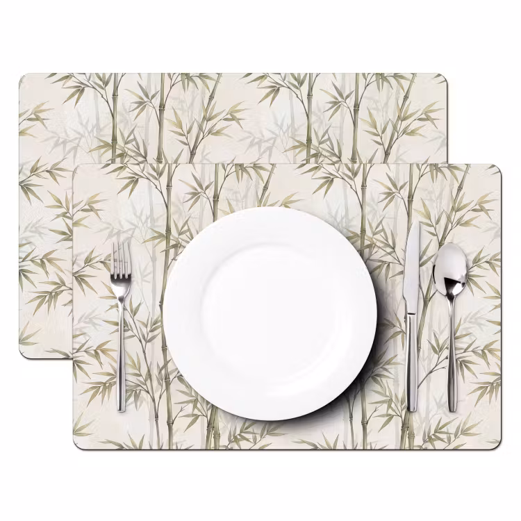 Bamboe - Bladeren - Natuur - Aquarel - Groen Placemat vinyl groot -zzsfeer2_Kitchenyeah-website