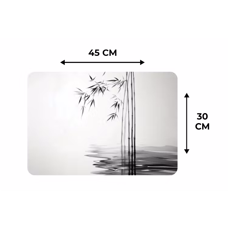 Bamboestammen - Water - Minimalistisch - Wit Placemat vinyl groot -specs