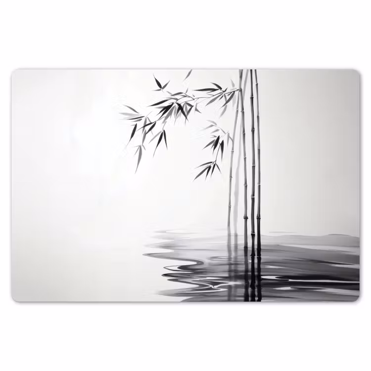 Bamboestammen - Water - Minimalistisch - Wit Placemat vinyl groot -zzsfeer1_Kitchenyeah-website