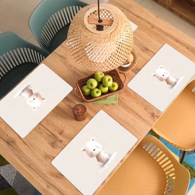 Beertje - Sneeuwvlokje - Wit - Pluizig Placemat vinyl groot -zzsfeer5_Kitchenyeah-website