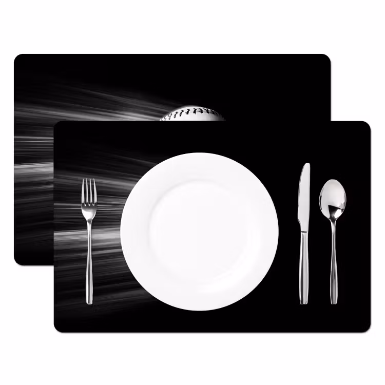 Honkbal - Wit - Vliegt Placemat vinyl groot -zzsfeer2_Kitchenyeah-website