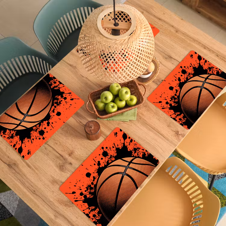 Basketbal - Verf - Sport - Oranje Placemat vinyl groot -zzsfeer5_Kitchenyeah-website