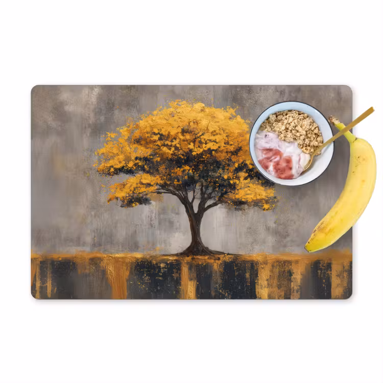 Boom - Bladeren - Goud - Abstract Placemat vinyl groot -zzzproduct_Kitchenyeah-website