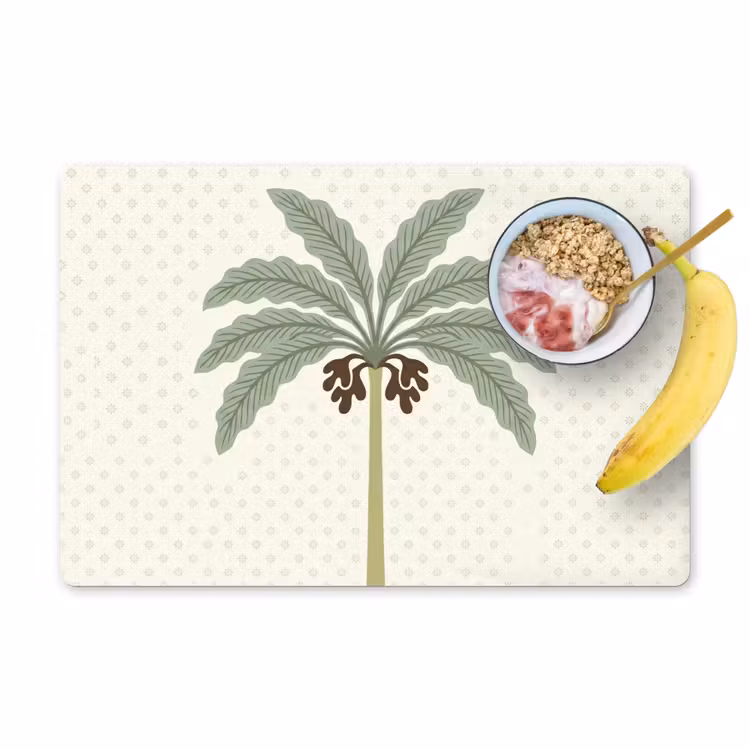 Boom - Bladeren - Groen - Decoratief - Beige Placemat vinyl groot -zzzproduct_Kitchenyeah-website