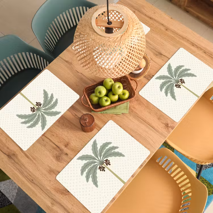 Boom - Bladeren - Groen - Decoratief - Beige Placemat vinyl groot -zzsfeer5_Kitchenyeah-website