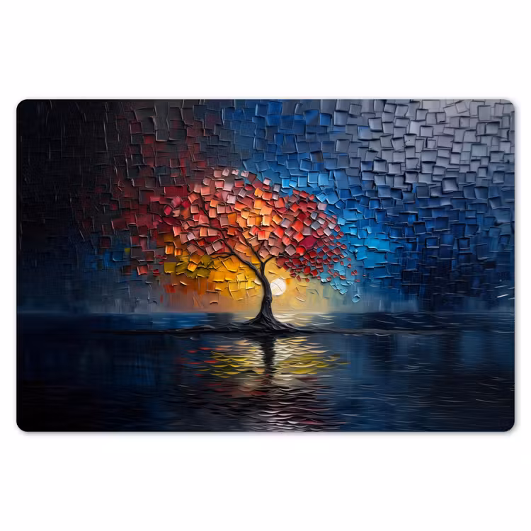 Boom - Blauw - Bladeren - Vakken Placemat vinyl groot -zzsfeer1_Kitchenyeah-website