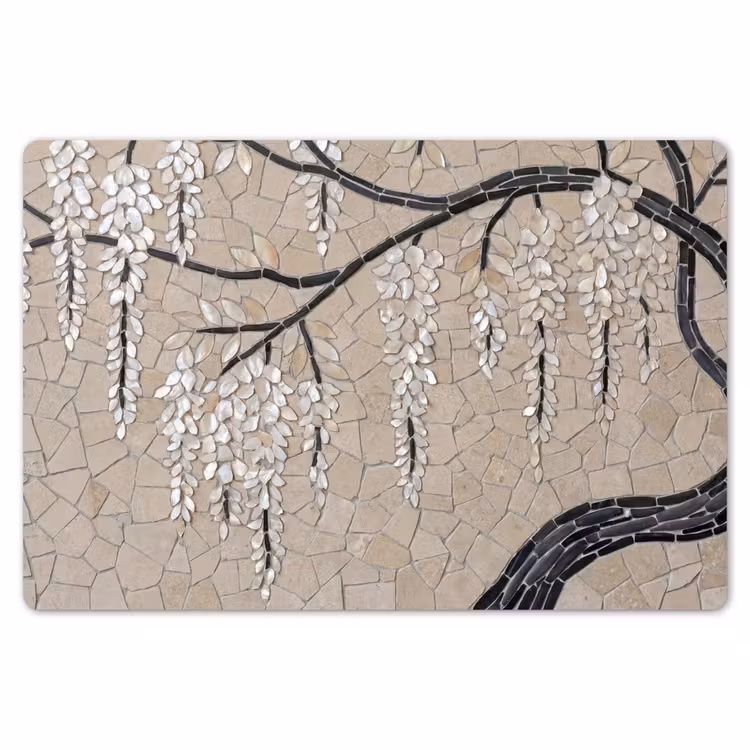 Boom - Bloemen - Mozaïek - Kunst - Wit Placemat vinyl groot -zzsfeer1_Kitchenyeah-website