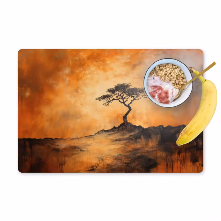 Boom - Landschap - Oranje Placemat vinyl groot -zzzproduct_Kitchenyeah-website
