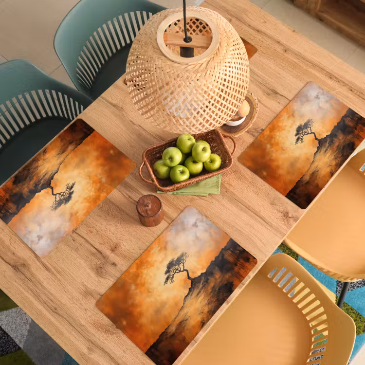Boom - Landschap - Oranje Placemat vinyl groot -zzsfeer5_Kitchenyeah-website