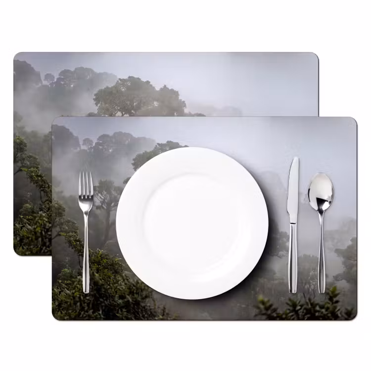 Boom - Mistig - Bos - Groen - Natuur Placemat vinyl groot -zzsfeer2_Kitchenyeah-website