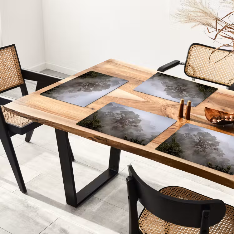 Boom - Mistig - Bos - Groen - Natuur Placemat vinyl groot -zzsfeer4_Kitchenyeah-website