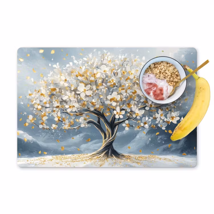 Boom - Winter - Levensboom - Modern - Goud Placemat vinyl groot -zzzproduct_Kitchenyeah-website