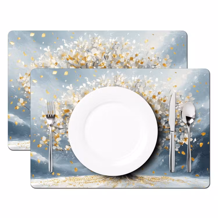 Boom - Winter - Levensboom - Modern - Goud Placemat vinyl groot -zzsfeer2_Kitchenyeah-website