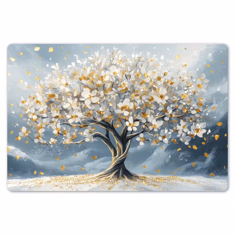 Boom - Winter - Levensboom - Modern - Goud Placemat vinyl groot -zzsfeer1_Kitchenyeah-website