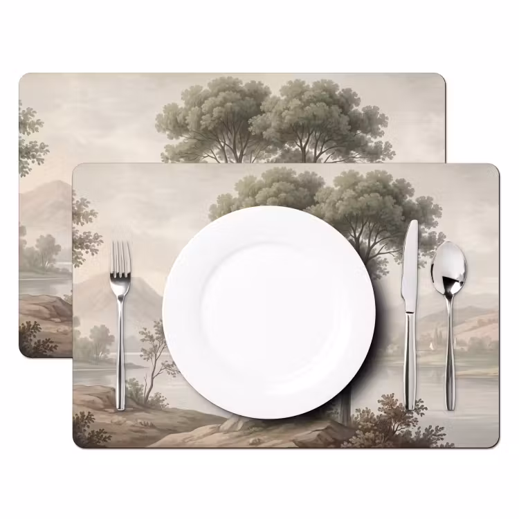 Bomen - Meer - Bergen - Illustratie Placemat vinyl groot -zzsfeer2_Kitchenyeah-website