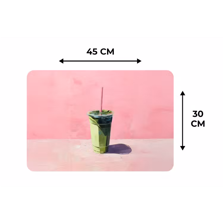 Beker - Rietje - Minimalistisch - Groen Placemat vinyl groot -specs