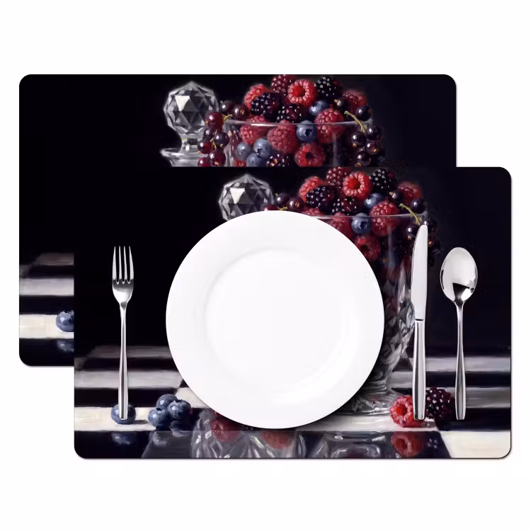 Tischset - 6 Stück - Beeren – Kristall – Stillleben - Bessen - Kristal - Stilleven Placemat vinyl groot