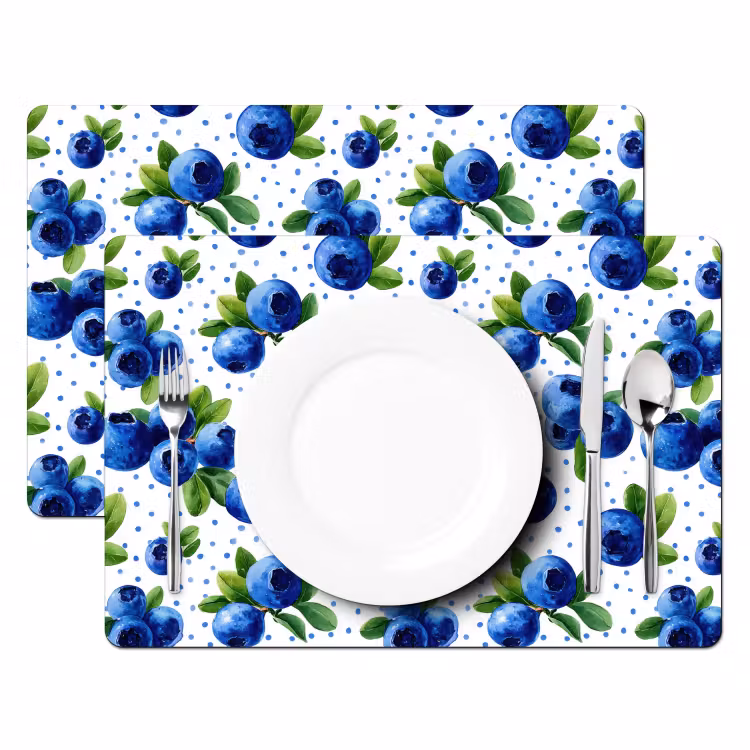 Bessen - Patroon - Blauw Placemat vinyl groot 368 -zzsfeer2_Kitchenyeah-website