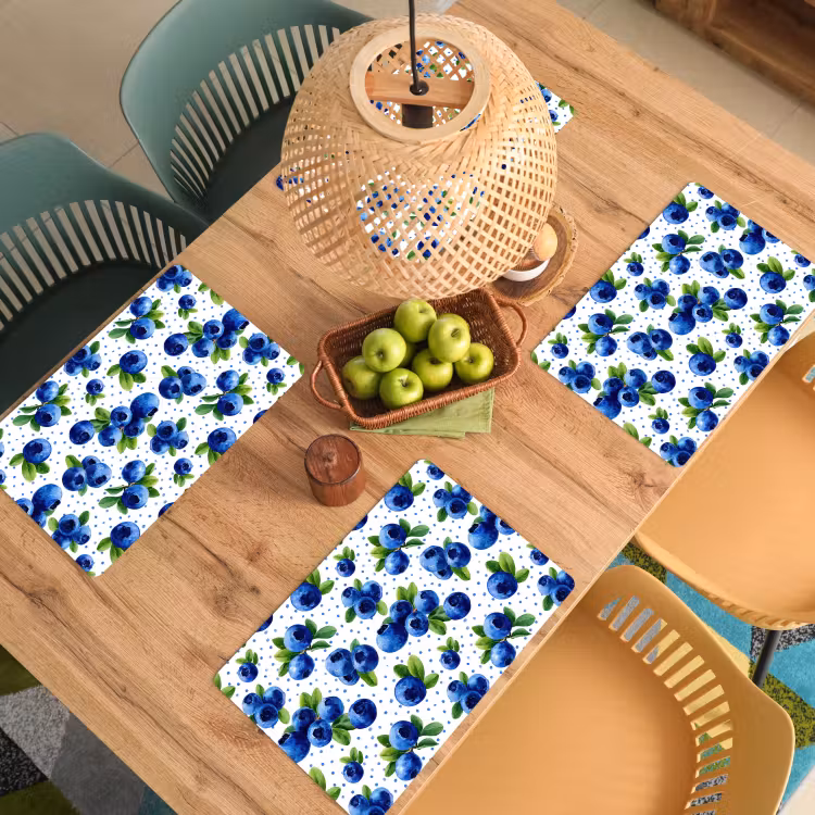 Bessen - Patroon - Blauw Placemat vinyl groot 368 -zzsfeer5_Kitchenyeah-website