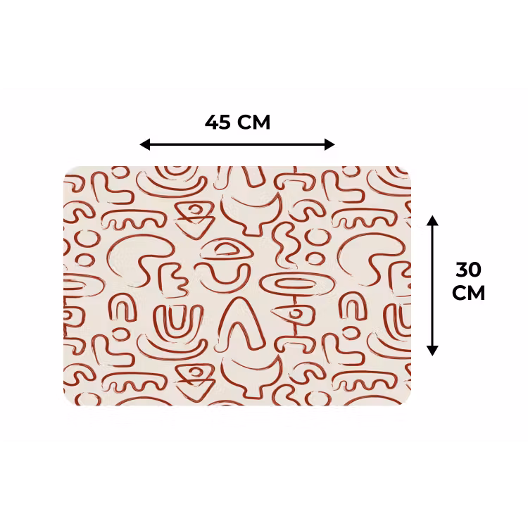 Beige - Vormen - Rood - Patroon Placemat vinyl groot 368 -specs