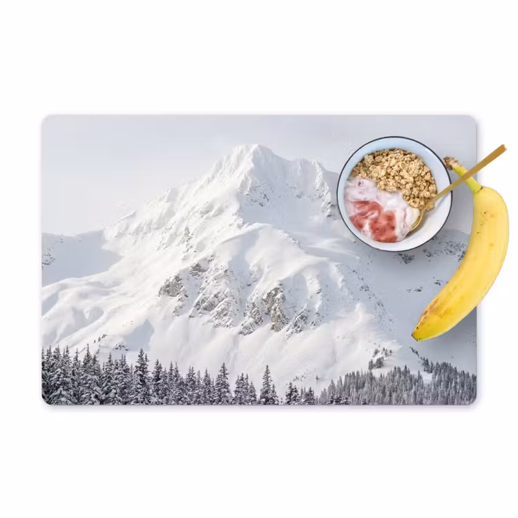 Berg - Sneeuw - Winter - Natuur - Wit Placemat vinyl groot -zzzproduct_Kitchenyeah-website