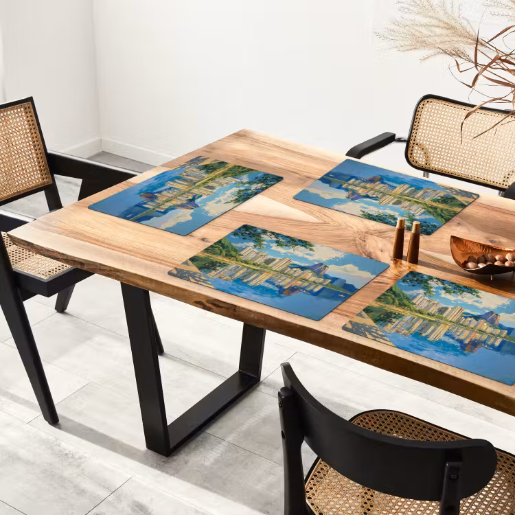Berg - Skyline - Strand - Water Placemat vinyl groot -zzsfeer4_Kitchenyeah-website