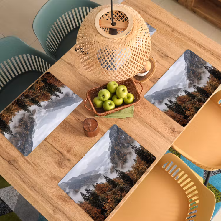 Bergen - Vallei - Mist - Herfst - Natuur Placemat vinyl groot -zzsfeer5_Kitchenyeah-website