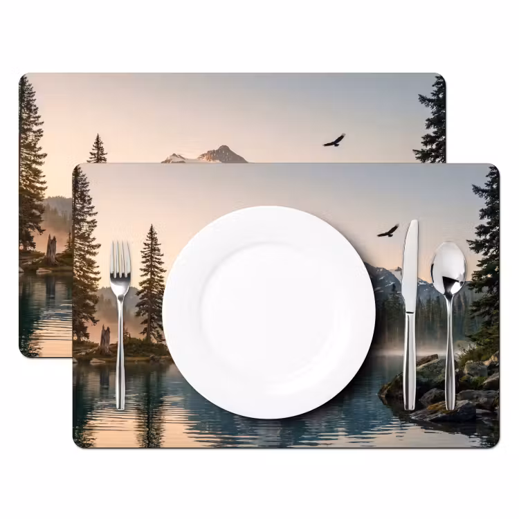 Bergen - Water - Bomen Placemat vinyl groot -zzsfeer2_Kitchenyeah-website