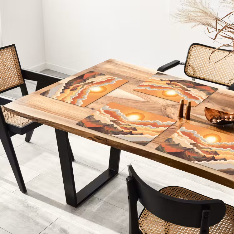 Bergen - Wolken - Natuur - Zonsopgang - Oranje Placemat vinyl groot -zzsfeer4_Kitchenyeah-website