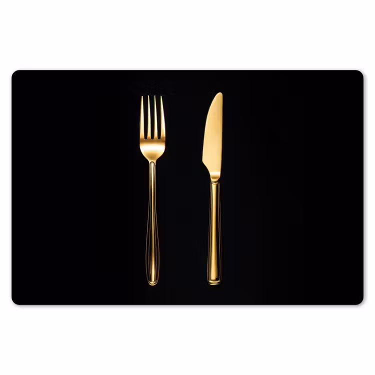 Bestek - Goud - Mes - Vork Placemat vinyl groot -zzsfeer1_Kitchenyeah-website