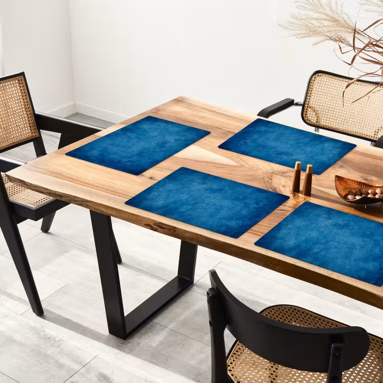 Beton - Blauw - Vintage - Structuur - Industrieel Placemat vinyl groot -zzsfeer4_Kitchenyeah-website
