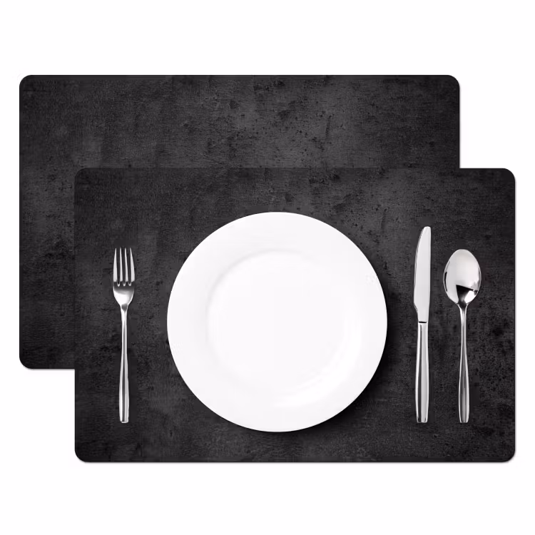 Beton - Robuust - Vintage - Rustiek - Grijs - Zwart Placemat vinyl groot -zzsfeer2_Kitchenyeah-website