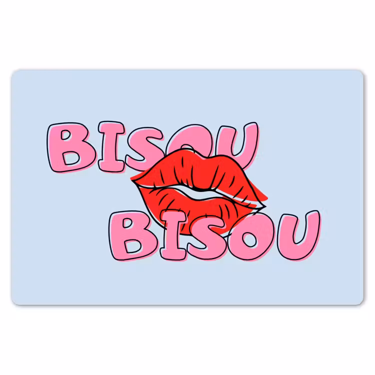 Bisou - Blauw - Roze - Lippen Placemat vinyl groot -zzsfeer1_Kitchenyeah-website