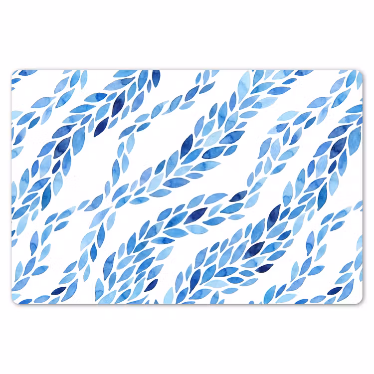 Bladeren - Aquarel - Patroon - Modern - Blauw Placemat vinyl groot -zzsfeer1_Kitchenyeah-website
