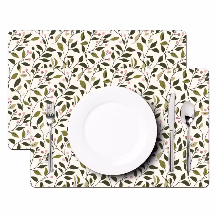Bladeren - Bessen - Roze Placemat vinyl groot 368 -zzsfeer2_Kitchenyeah-website