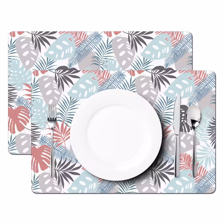 Bladeren - Jungle - Pastel - Tropisch Placemat vinyl groot -zzsfeer2_Kitchenyeah-website