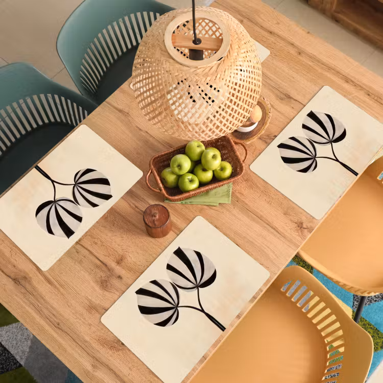 Bladeren - Gestreept - Stengel - Beige Placemat vinyl groot -zzsfeer5_Kitchenyeah-website