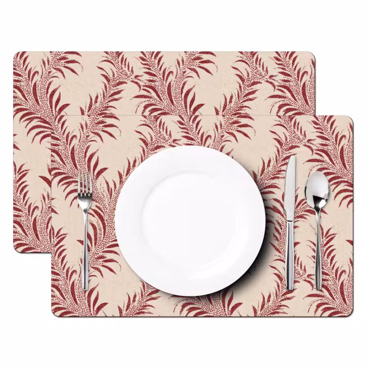 Bladeren - Linnen - Rood Placemat vinyl groot 368 -zzsfeer2_Kitchenyeah-website