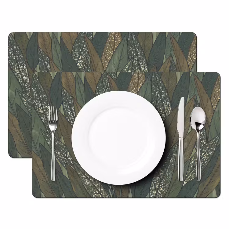 Bladeren - Patroon - Gestippeld - Natuur - Groen Placemat vinyl groot -zzsfeer2_Kitchenyeah-website