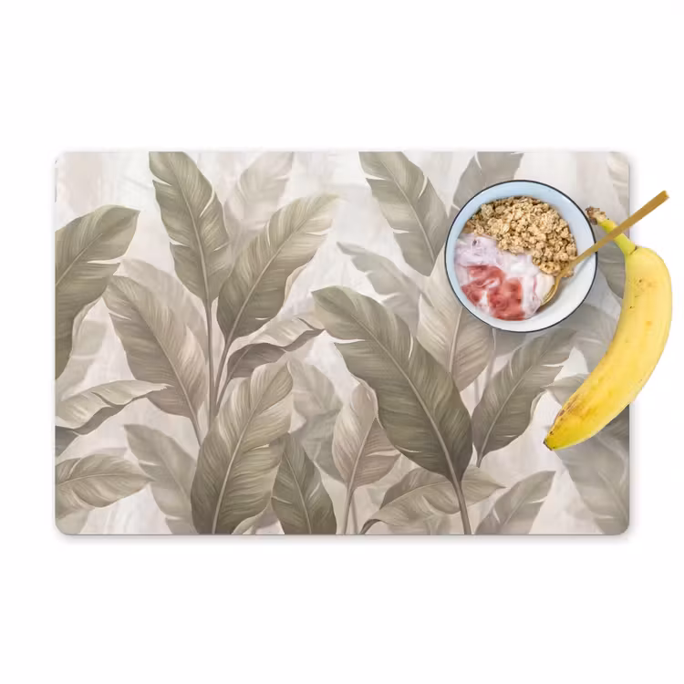 Bladeren - Tropisch - Natuur - Abstract - Beige Placemat vinyl groot -zzzproduct_Kitchenyeah-website