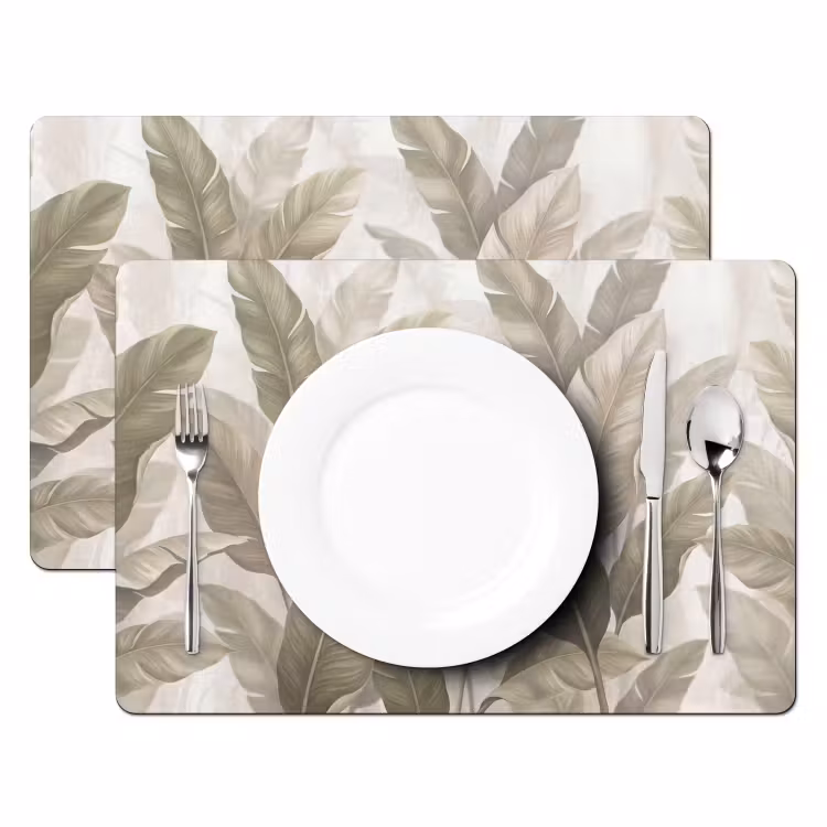 Bladeren - Tropisch - Natuur - Abstract - Beige Placemat vinyl groot -zzsfeer2_Kitchenyeah-website