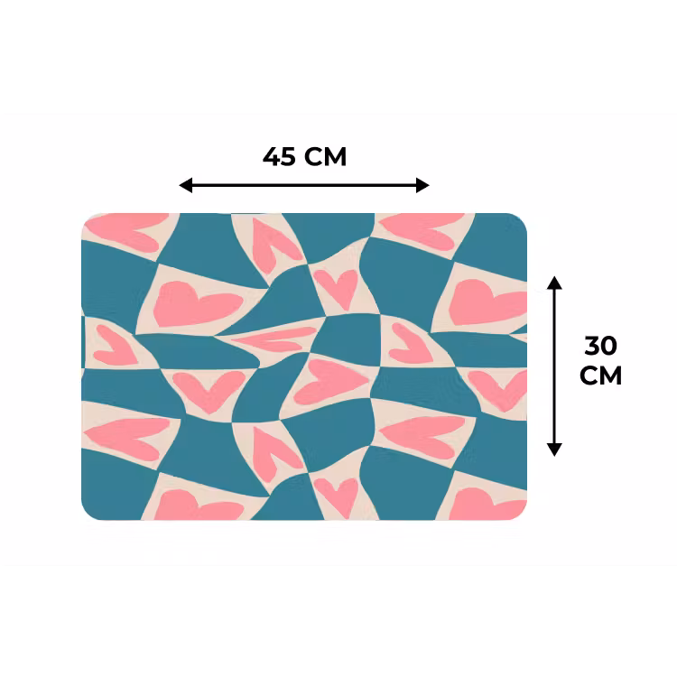 Blauw - Vlakken - Patroon - Hartjes Placemat vinyl groot 368 -specs