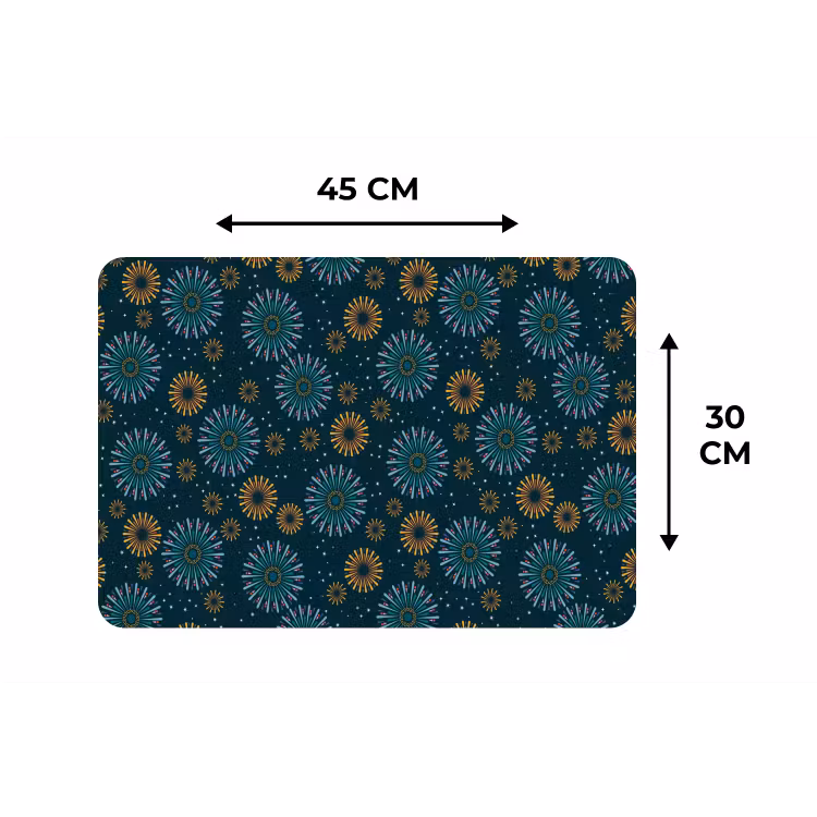 Blauw - Patroon - Retro Placemat vinyl groot 368 -specs