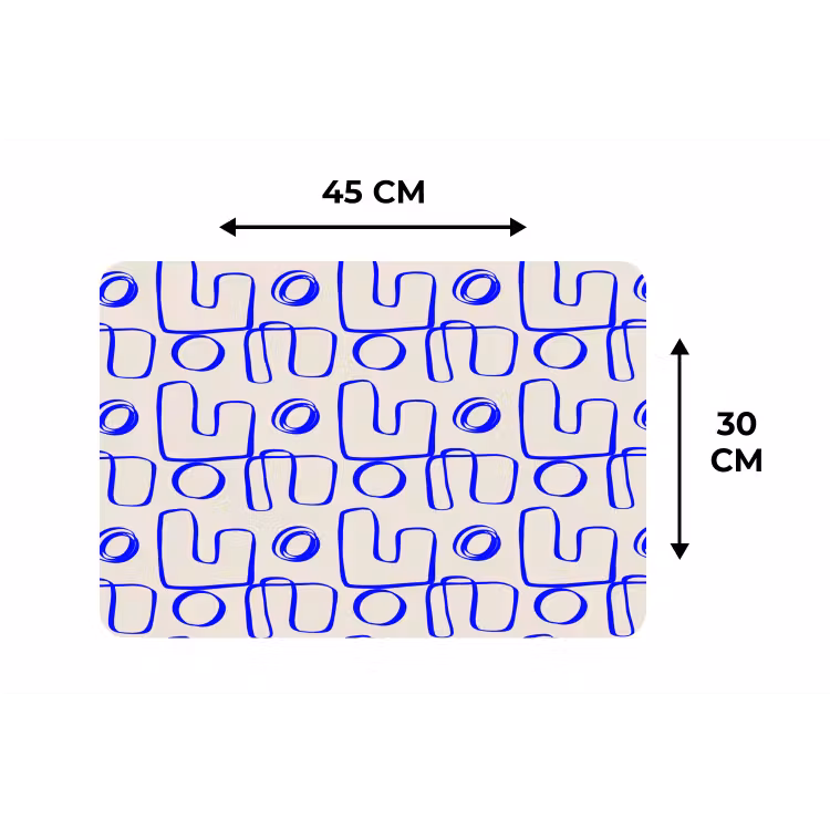 Blauw - Patroon - Beige - Abstract Placemat vinyl groot 368 -specs