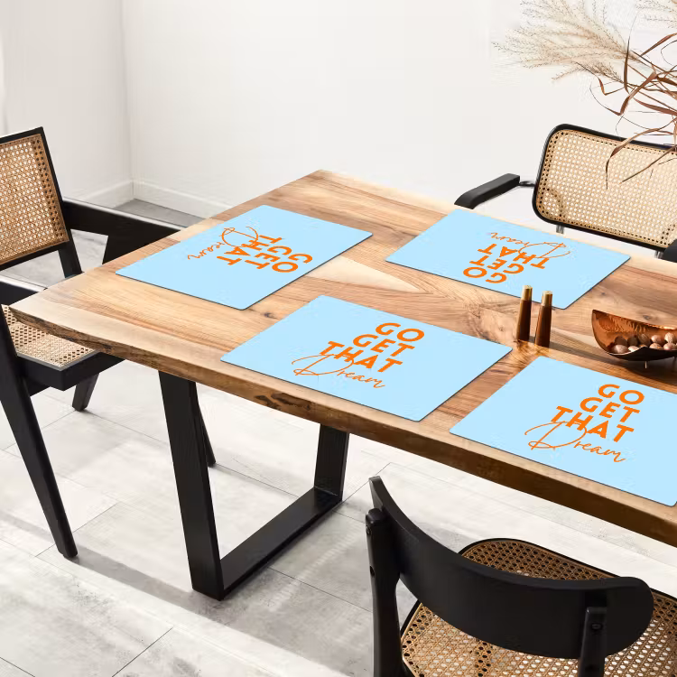 Blauw - Oranje - Tekst Placemat vinyl groot -zzsfeer4_Kitchenyeah-website