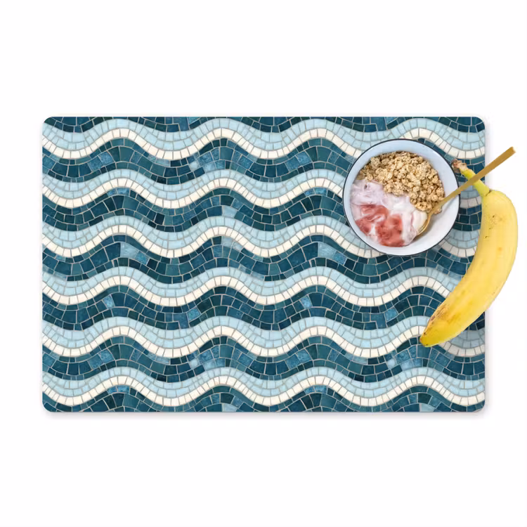 Blauw - Wit - Mozaïek - Golvend Placemat vinyl groot 368 -zzzproduct_Kitchenyeah-website