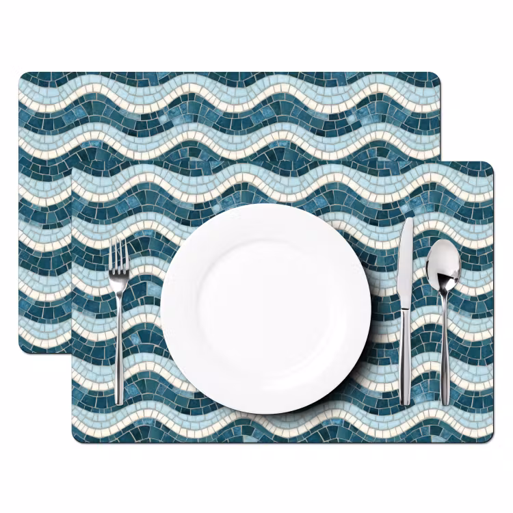 Blauw - Wit - Mozaïek - Golvend Placemat vinyl groot 368 -zzsfeer2_Kitchenyeah-website