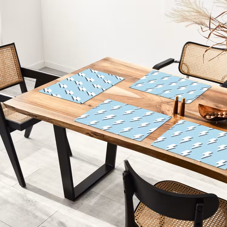 Blauw - Wit - Patroon - Bliksem Placemat vinyl groot 368 -zzsfeer4_Kitchenyeah-website